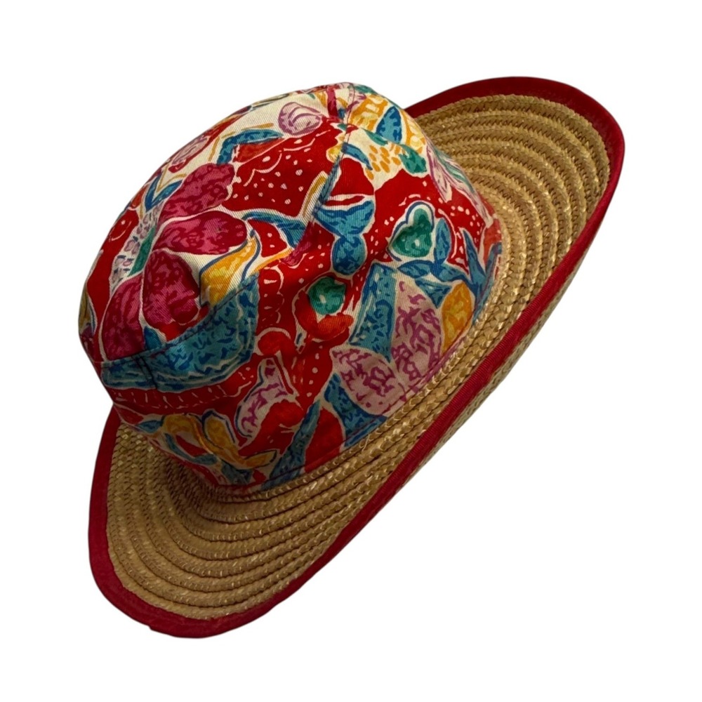 VTG‎ Assistance League of Bend Floral Straw Sun Hat Multi Brim Summer Beach Hat